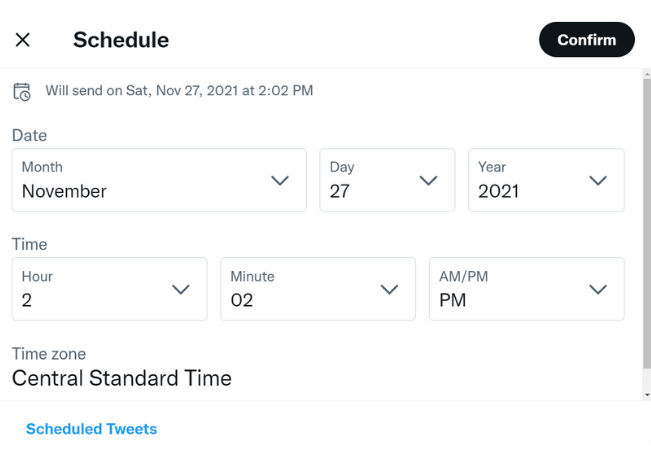 how to schedule a tweet from twitter